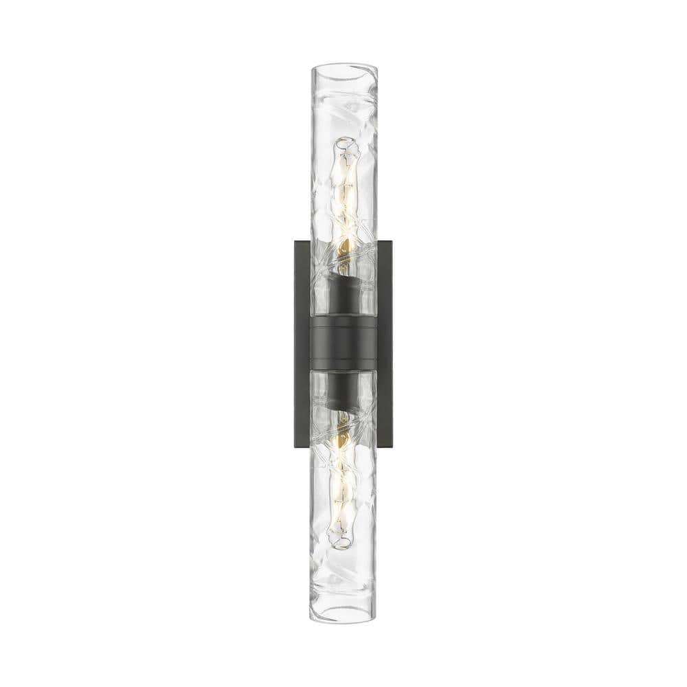 Ballston Urban 24 in. 2-Light Matte Black Vanity Light with Glass Shade price history on PriceWatchPro