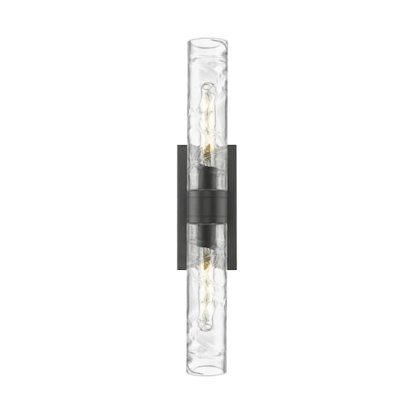 Innovations Ballston Urban 24 in. 2-Light Matte Black Vanity Light with Glass Shade