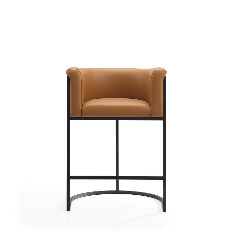 Cosmopolitan 24" Camel and Black Metal Counter Stool Set