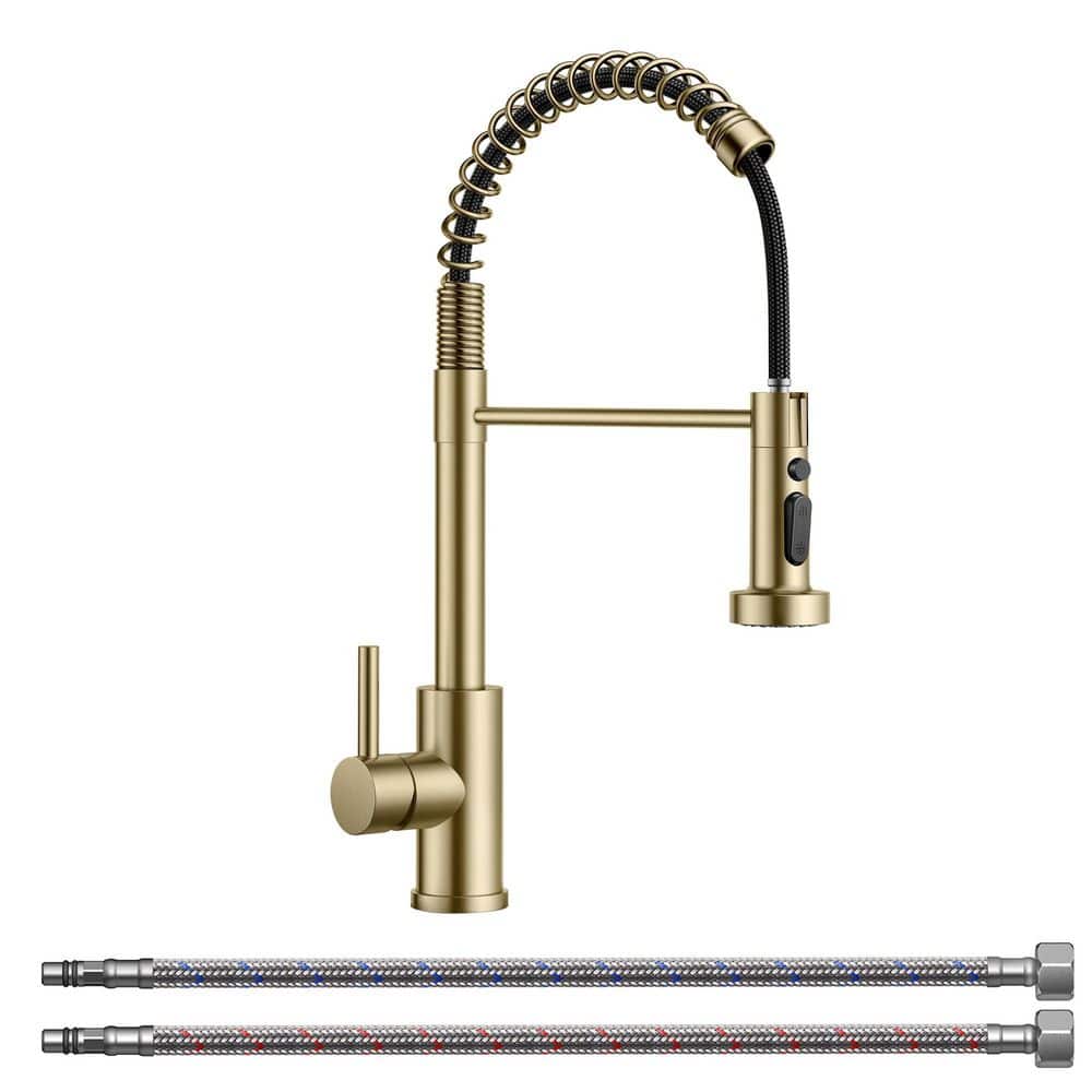 Single Handle Pull Down Sprayer Kitchen Sink Faucet with 3 Spray Modes, 360° Swivel Spout in Brushed Gold price history on PriceWatchPro
