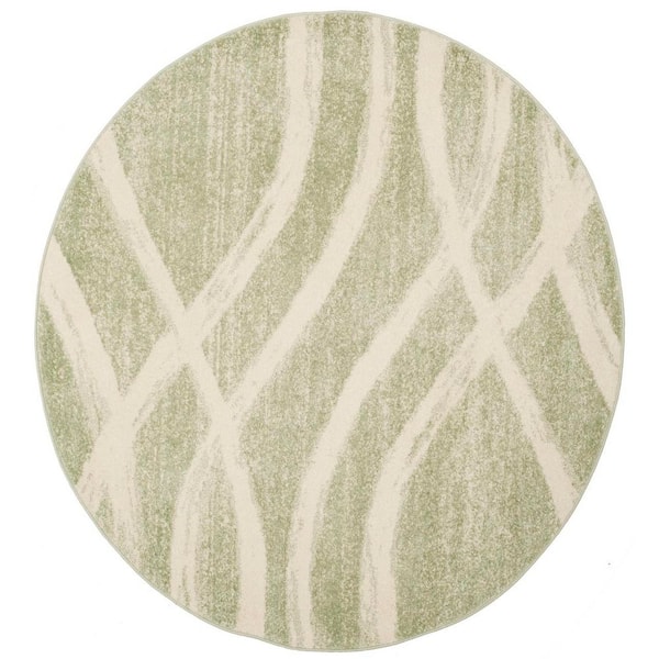 Adirondack Sage/Cream 6 ft. x 8 ft. Waves Oval Area Rug