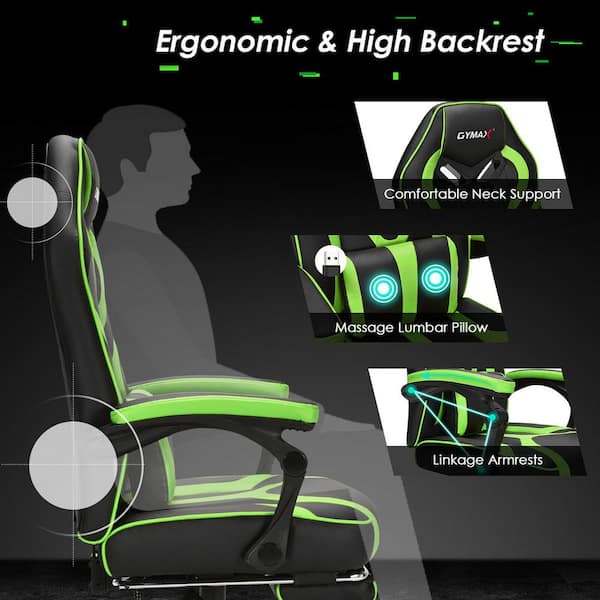  GYMAX Gaming Recliner, Massage Gaming Chair w