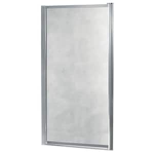 Tides 23 in. to 25 in. x 65 in. Framed Pivot Shower Door in Silver with Obscure Glass with Handle
