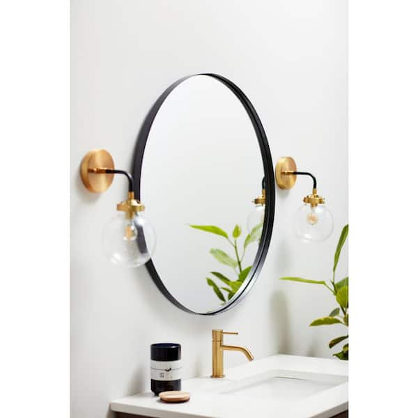 Rubber Framed Round Wall Mirror - 24 x 24 - Black