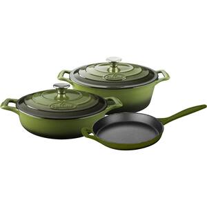 PRO Range 5-Piece Cast Iron Cookware Set in Olive Green