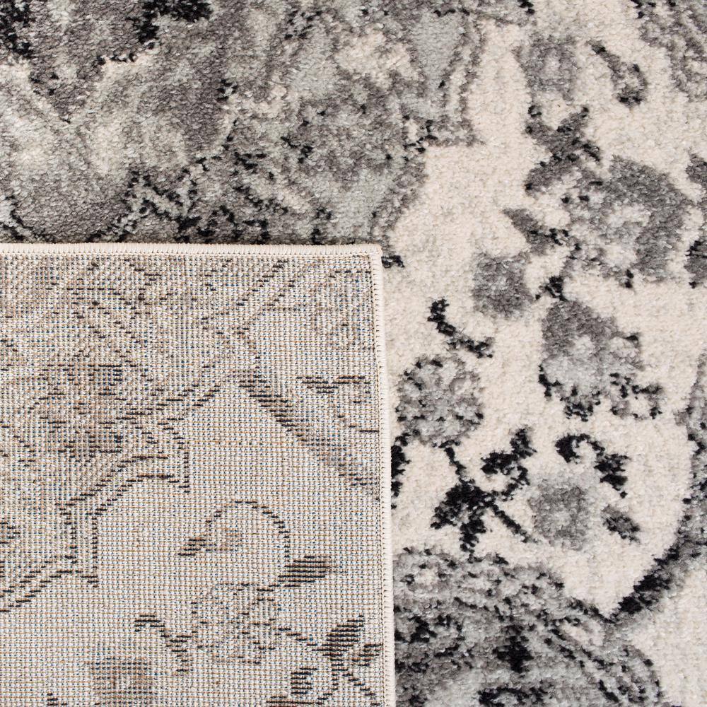 Cream and Silver Rectangular Synthetic Easy Care Area Rug