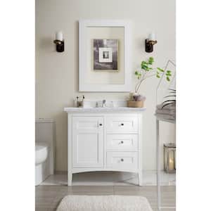 Palisades 36 in. W x 23.5 in.D x 35.3 in. H Single Bath Vanity in Bright White with Marble Top in Carrara White