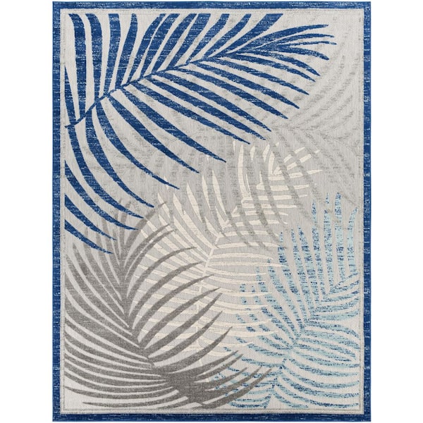 Big Sur BSR-2312 7 ft. x 10 ft. Indoor/Outdoor Machine Woven Rug, Blue