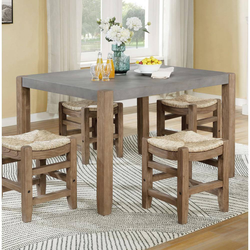 Loft-Style 30" Reclaimed Wood and Faux Concrete Dining Table