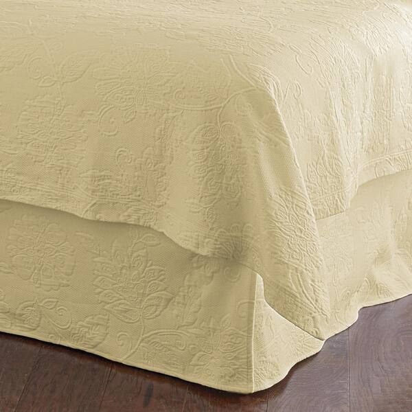 The Company Store Putnam Matelasse 14 in. Wheat Cotton Twin Bed Skirt