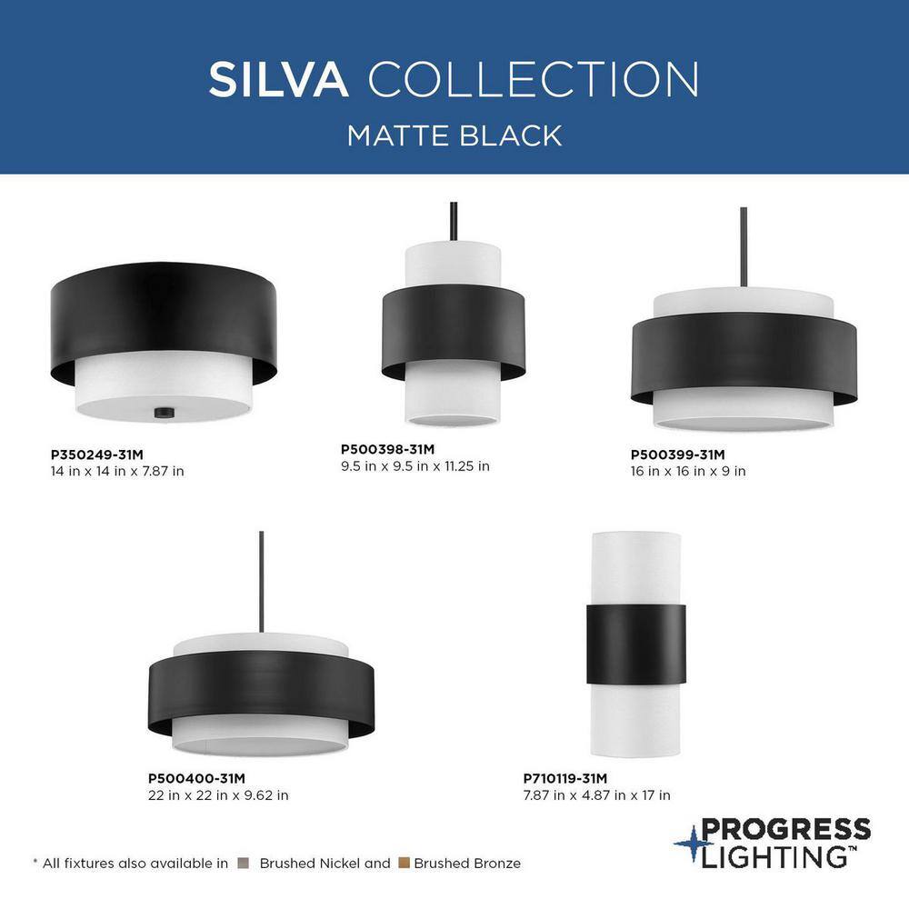Silva Matte Black and White Linen Drum Pendant Light