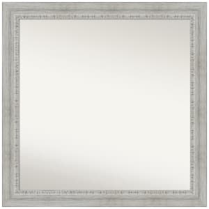 Rustic White Wash 30.5 in. W x 30.5 in. H Non-Beveled Wood Bathroom Wall Mirror in White