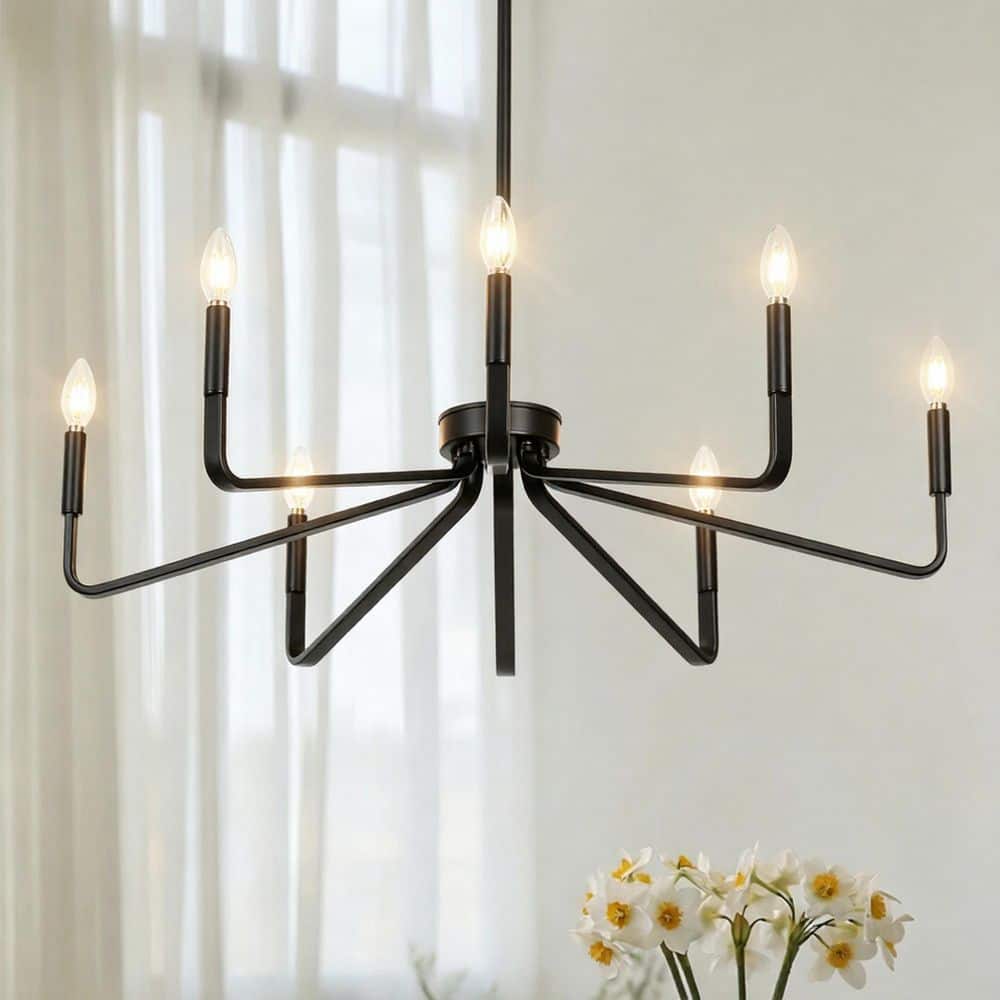 TOZING Modern 8-Light Black Candlestick Chandelier Transitional