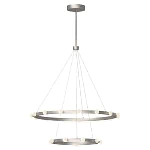 Rezz 36 in. 2-Light 90-Watt Brushed Nickel Integrated LED Chandelier