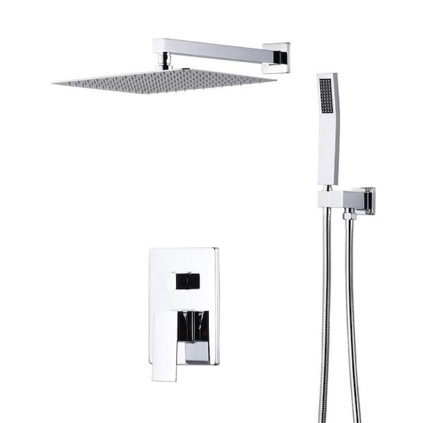 ARCORA 2-Spray Patterns with 1.8 GPM 12 in. Wall Mount Rain Fixed Shower Head in Polished Chrome