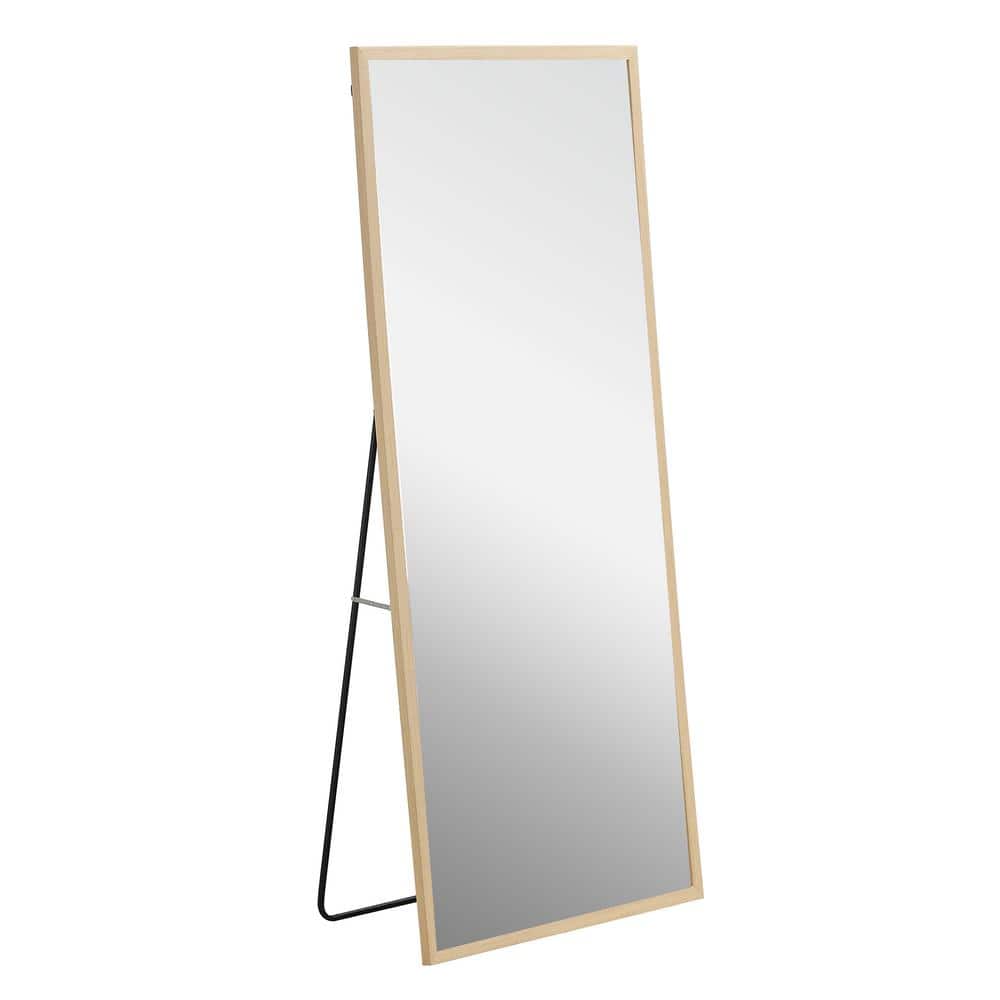 31.5 in. W x 71 in. H Rectangle Solid Wood Frame Full-length Mirror in Ligh