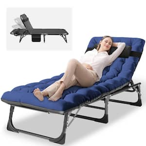 Folding Lounge Chair 5-Position Adjustable Outdoor Reclining Chair Folding Sleeping Bed Cot for Beach Patio Sunbathing