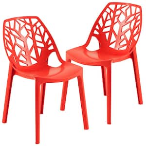 Cornelia Solid Red Plastic Dining Chair Set of 2