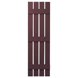 16 in. x 59 in. Polypropylene Plastic 4-Board Open Board and Batten Shutters Pair in Vineyard Red