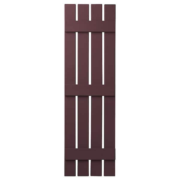 Ply Gem 16 in. x 67 in. Polypropylene 4 Board Open Board and Batten Shutters Pair in Vineyard Red