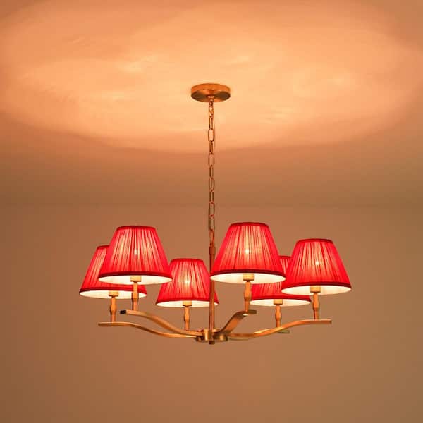 Rennnsan Tavre 31.5 in. 6-Light Brass Classic Chandelier with Red