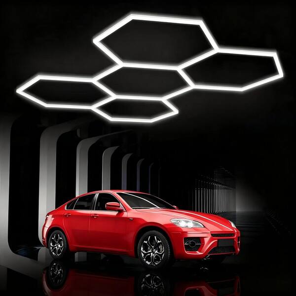 The shape LED light/スモーク HL-DG170 Bieuoram Hexagon Garage LED Light 5 Grids 7.92 ft 144-Watt 17280