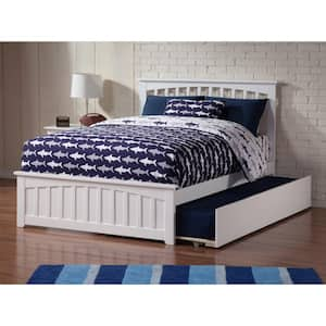 Mission White Queen Bed with Matching Footboard and Twin Extra Long Trundle