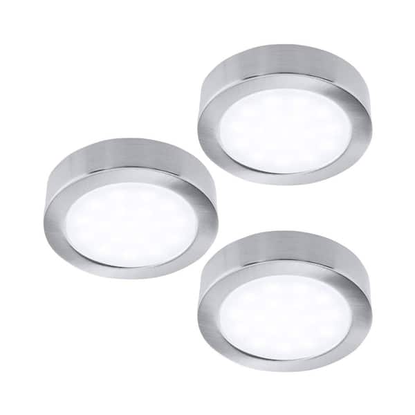 Plug and Play Plug-in 1-Light Soft Light Integrated LED Under Cabinet Puck Light in Satin Nickle 3-Pack
