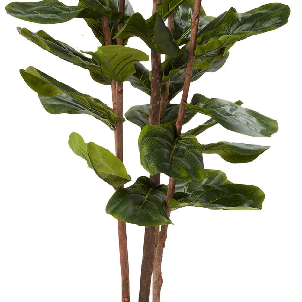Lush Green 72" Fiddle Leaf Fig Topiary with Lights in Black Plastic Pot