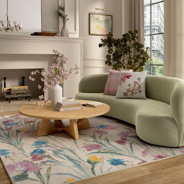 Machine Washable Rug with Standard Pad - Abeline Multicolor 5 ft. x 7 ft.