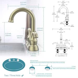 Moon Style 2-Handle Single Hole Bathroom Faucet Crescent with Pop-Up Drain and Supply Hoses in Brushed Gold