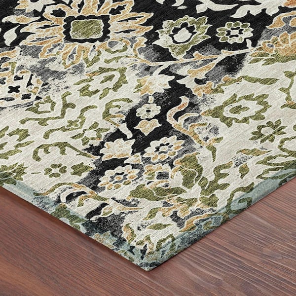 Chantille Machine Washable Indoor/Outdoor Abstract ACN2584 Black 2 ft. x 3 ft. Accent Rug