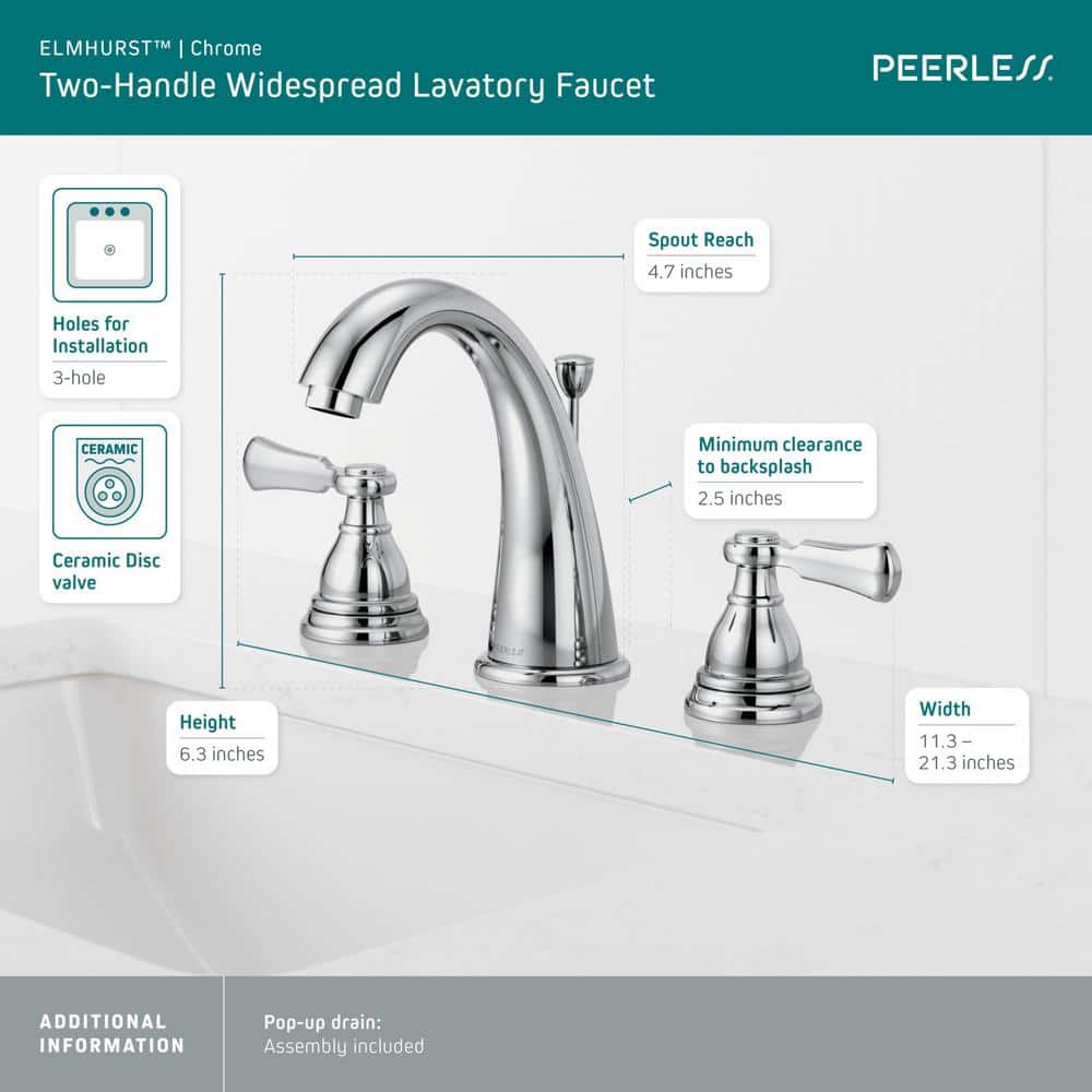Elmhurst Chrome Widespread 2-Handle Bathroom Faucet