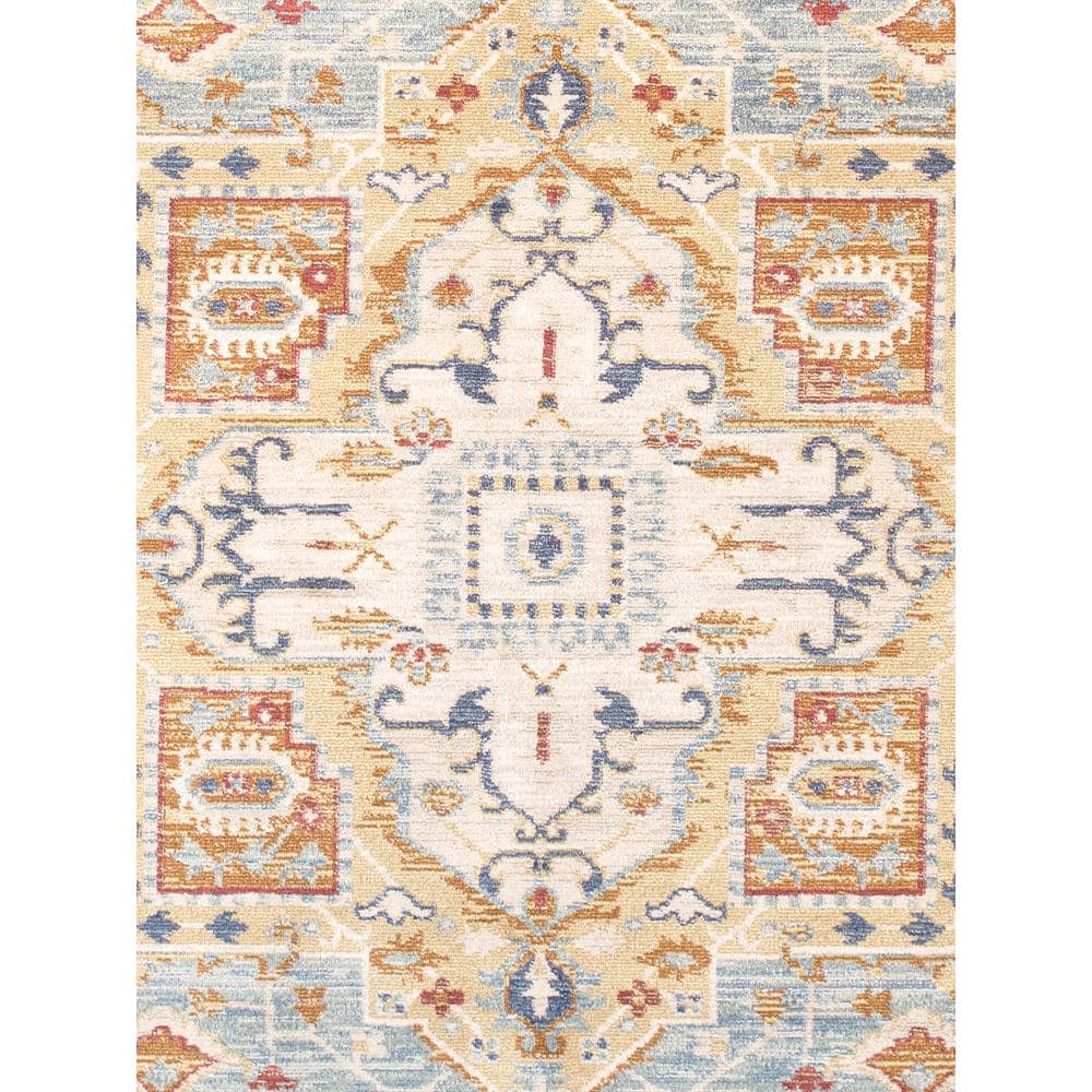 Heritage Light Blue and Ivory Rectangular Synthetic Area Rug