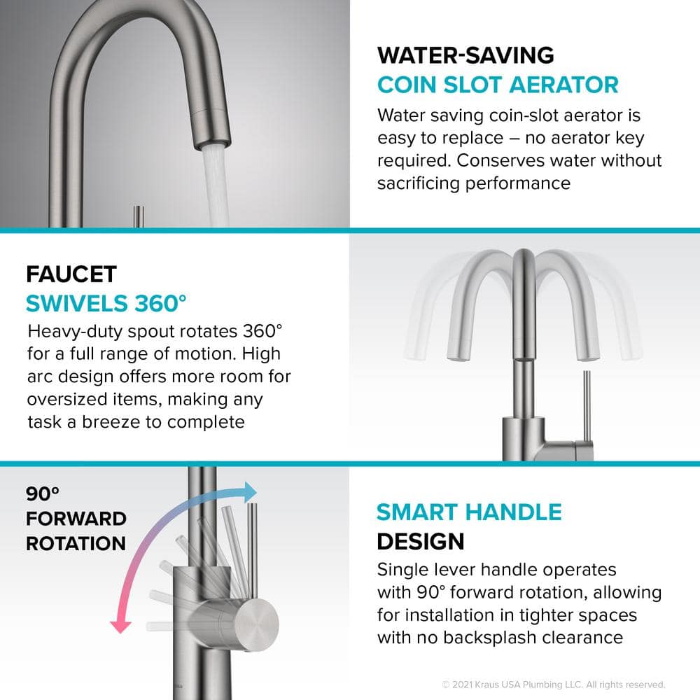 Matte Black Single Handle Kitchen Bar Faucet with QuickDock