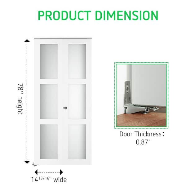 SOCBAZZAR 30 in.x77.75 in. 3-Lite Tempered Frosted Glass SOCBAZZAR 30 in.x77.75 in. 3-Lite Tempered Frosted Glass