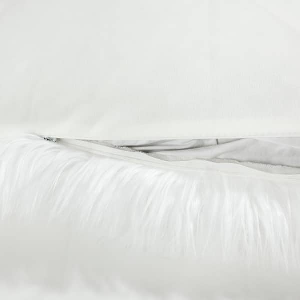 at Home Luca White Faux Fur Throw Pillow, 18