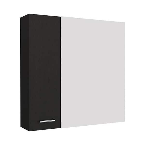 23.6 in. W x 23.6 in. H Black Rectangular Wall Surface Mount Bathroom Storage Medicine Cabinet with Mirror