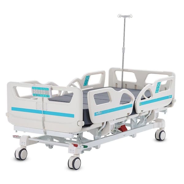 Premium 5 Function Full Electric Hospital Bed, ICU Electric Medical Bed with Cardiac Chair Position, Trendelenburg