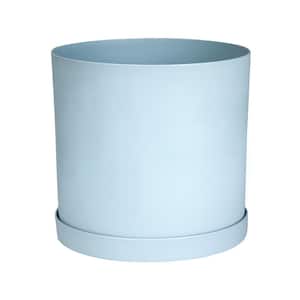 Mathers Resin Planter with Saucer Tray 10 in. Misty Blue