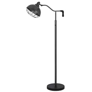 56 in. Height Black Iron Standard Metal Floor Lamp With Metal Shade