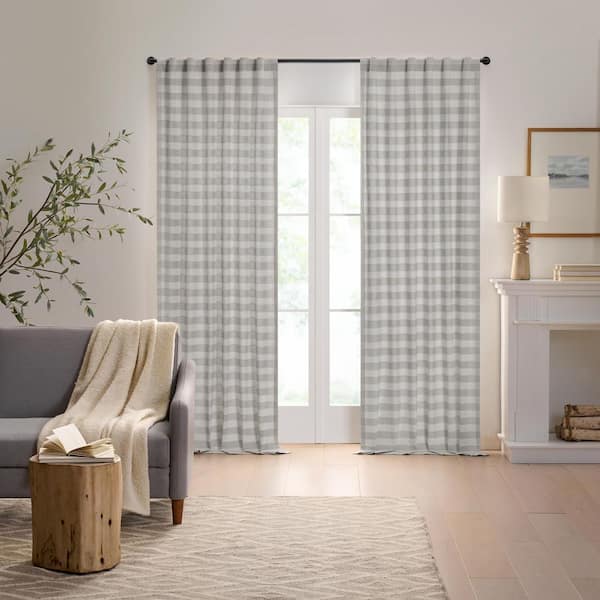 Mercantile Tavia Dark Grey Stripe 63 in. L x 50 in. W Sheer Rod