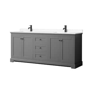 Avery 80 in. W x 22 in. D x 35 in. H Double Bath Vanity in Dark Gray with White Cultured Marble Top