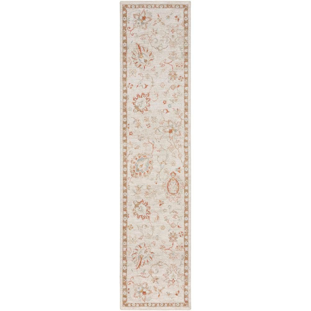 Nourison Asher Ivory 2 ft. x 10 ft. All-over design Traditional Runner ...