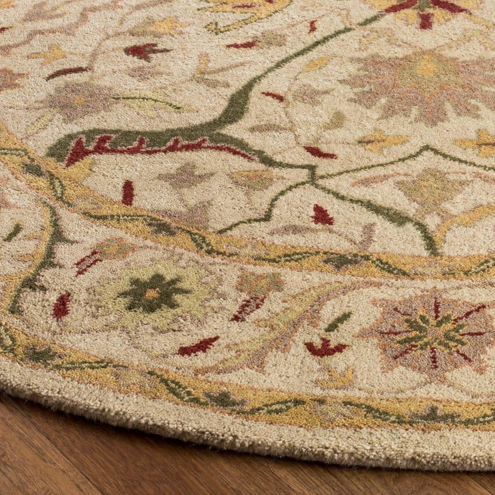 Ivory Round Handmade Wool Tufted Area Rug