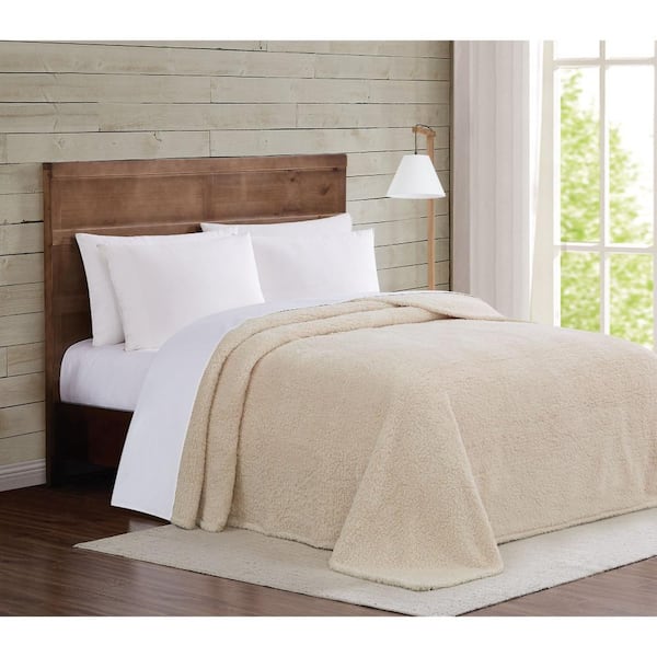 Brooklyn Loom Marshmallow Sherpa King Blanket in Ivory