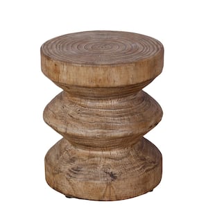 Accent Round End Table TerraFab with Wooden Grain Finish for Outdoor Patio Garden Indoor Home