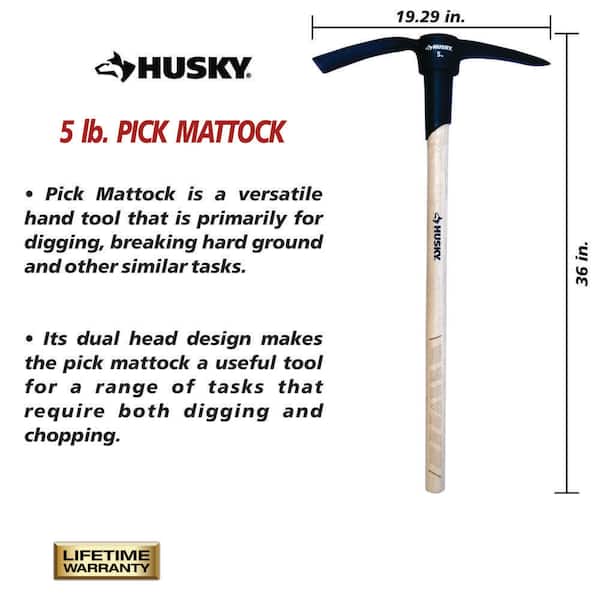 Husky 5 lb. Pick Mattock with 36 in. Wooden Handle 201906 - The