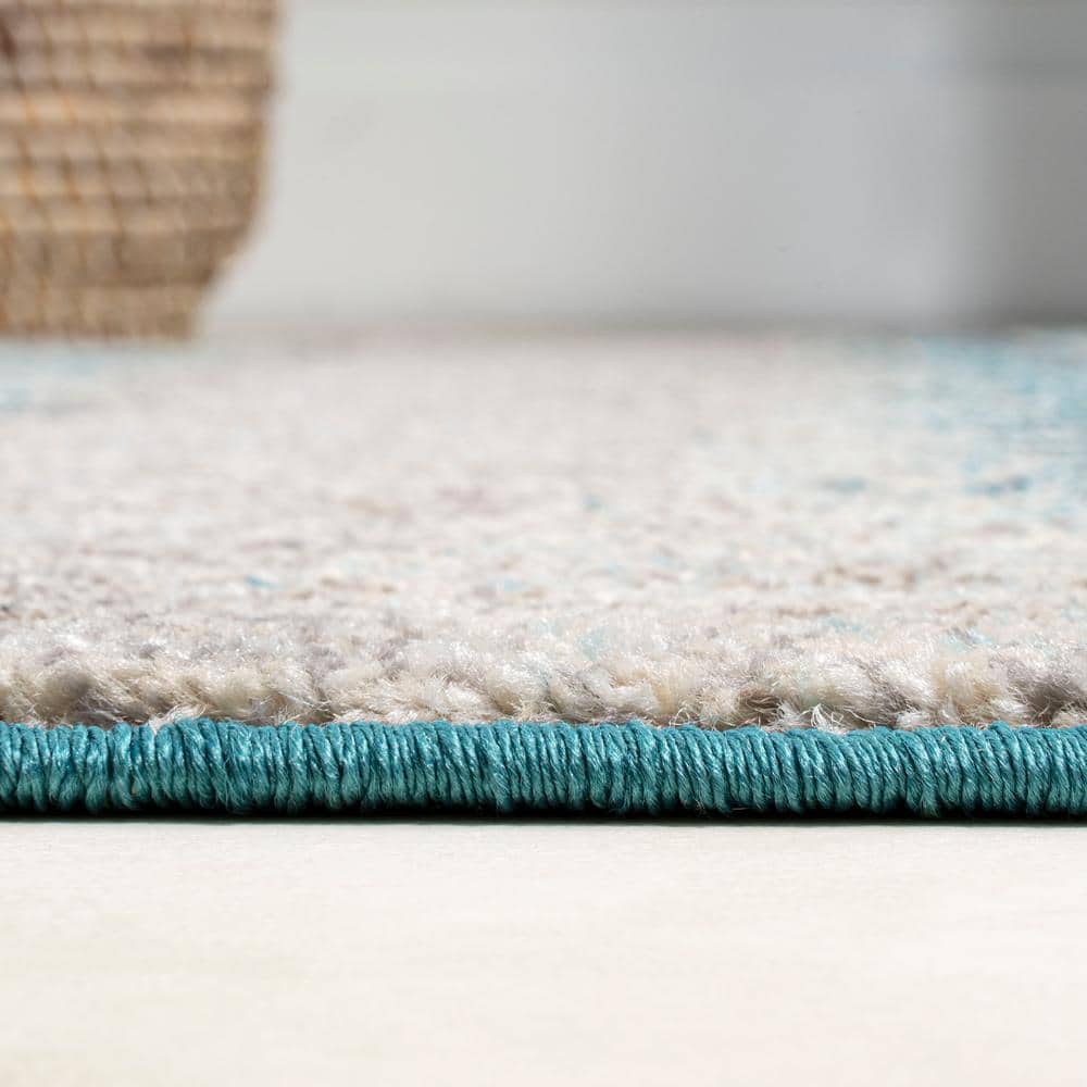 Serene Splash Cream/Turquoise Synthetic 5' x 8' Abstract Area Rug