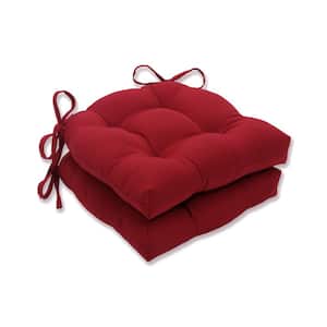 Solid 16 in. x 15.5 in. Outdoor Dining Chair Cushion in Red (Set of 2)
